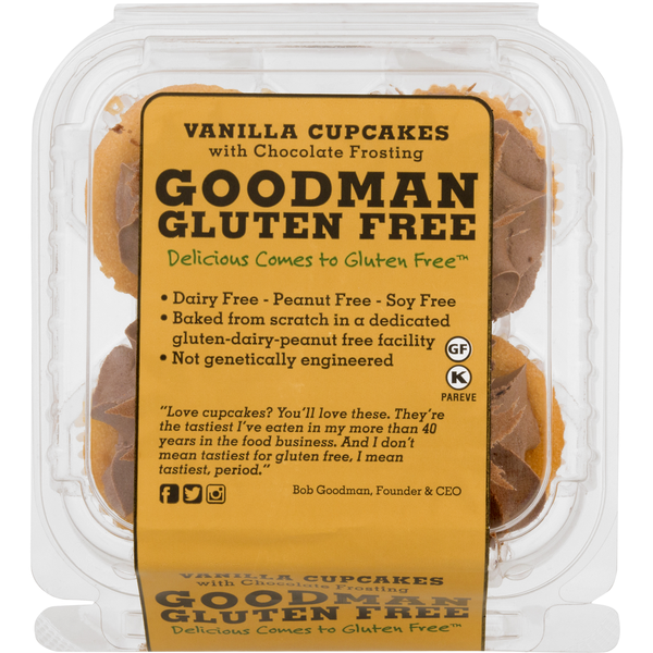Goodman Gluten Free Vanilla Cupcakes with Chocolate Frosting - 4 ct