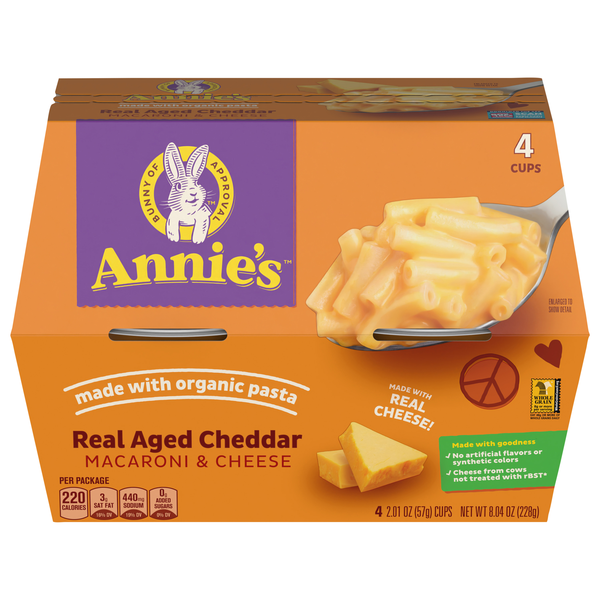 Annie's Macaroni & Cheese Real Aged Cheddar Cups Organic - 4 ct