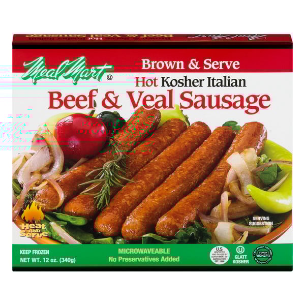 Meal Mart Glatt Kosher Hot Italian Sausage Beef & Veal Frozen