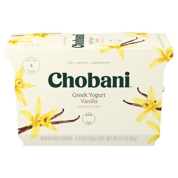 Chobani Non Fat Vanilla Greek Yogurt Cup - 4 ct