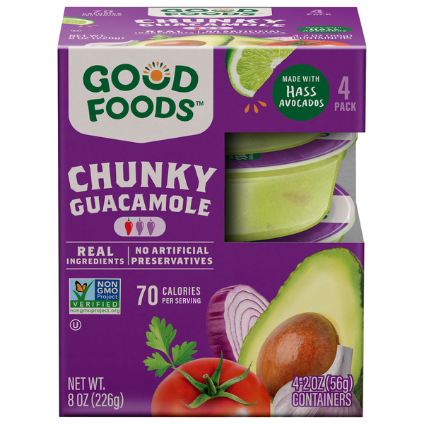 Good Foods Chunky Traditional Guacamole Single Cups - 4 ct