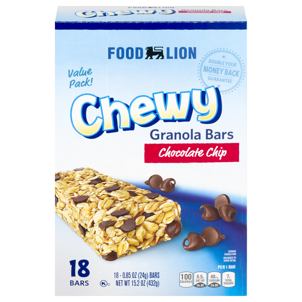 Food Lion Chewy Chocolate Chip Granola Bars - 18 ct