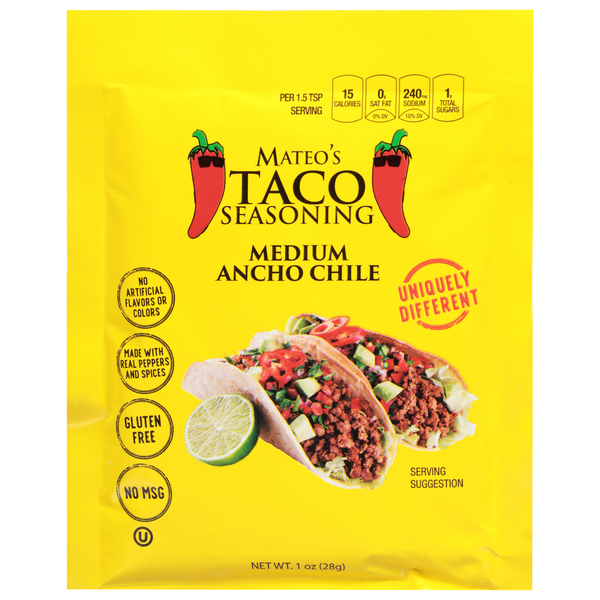 Mateo's Medium Ancho Chile Taco Seasoning Packet