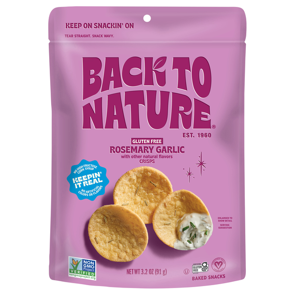 Back to Nature Dipper Crisps Gluten Free Rosemary Garlic Crackers