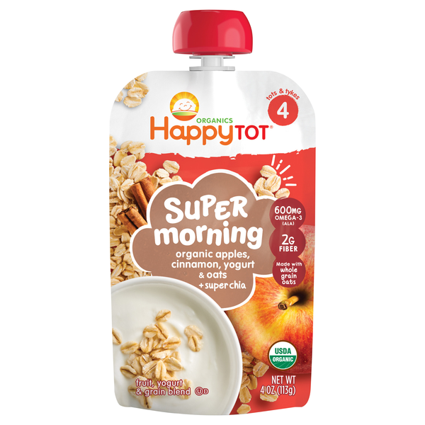 Happy Tot Organics Stage 4 Super Morning Apples Cinnamon Yogurt & Oats
