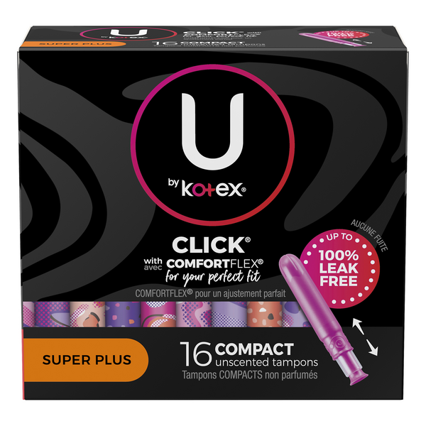 Save on U by Kotex Click Compact Tampons Super Plus Unscented Order