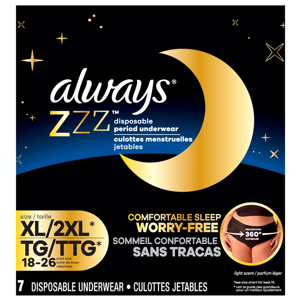 Always ZZZs Disposable Period Underwear XL