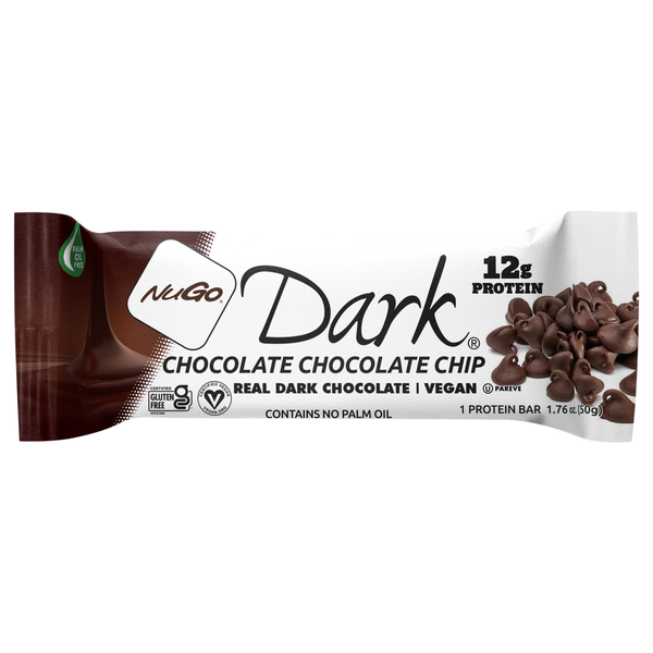 NuGo Gluten Free Vegan Dark Chocolate Chocolate Chip 12g Protein Bar