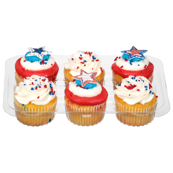 Food Lion Bakery Patriotic Yellow Cupcakes w/Trad Vanilla Icing - 6 ct