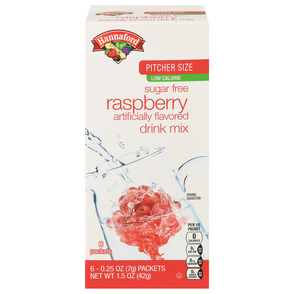 Hannaford Sugar Free Raspberry Drink Mix Pitcher Size - 6 ct