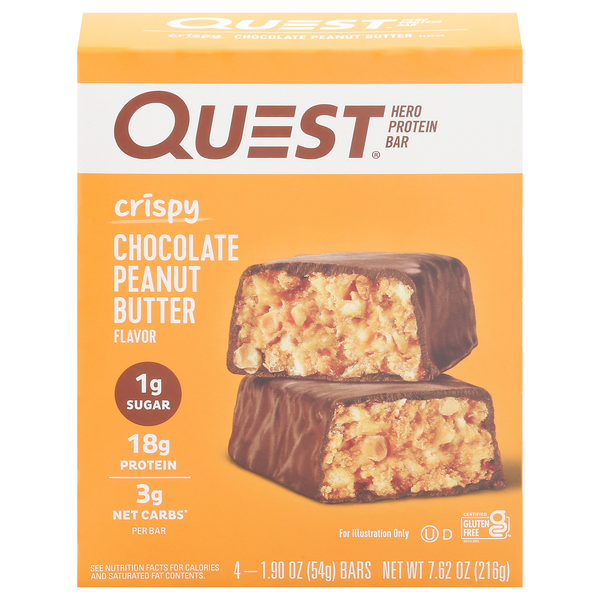Quest Hero Keto Chocolate Peanut Butter 18g Crispy Protein Bar - 4 ct