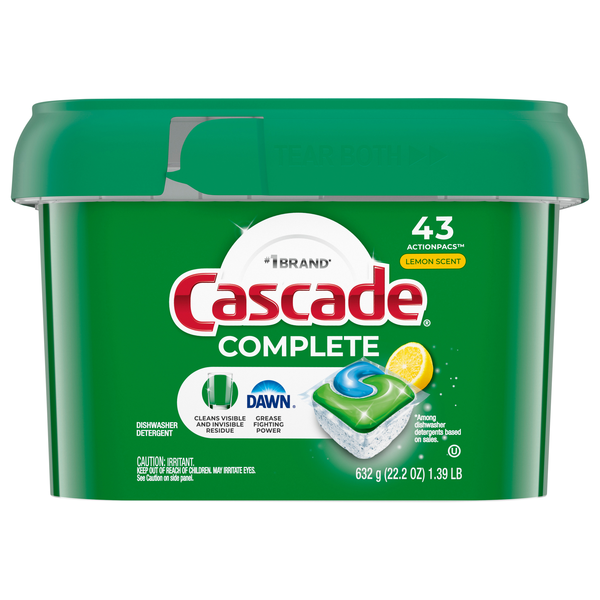 Cascade Complete Dawn Lemon Scent Dishwasher Detergent ActionPacs- 43 ct