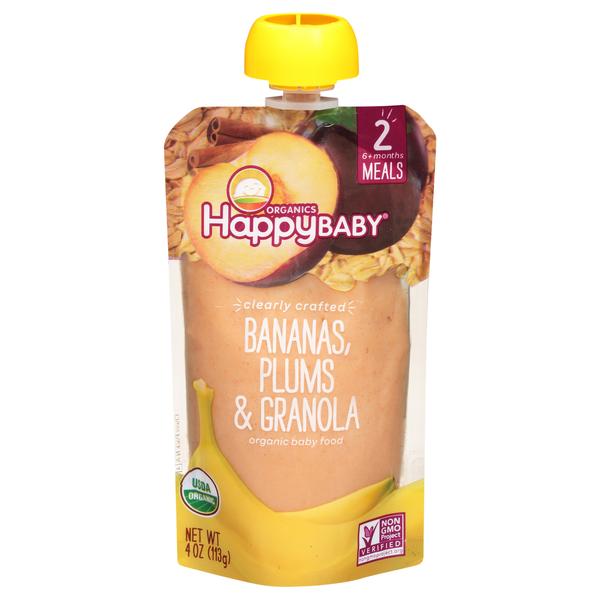 Happy Baby Organics 2 Baby Food Bananas Plums & Granola