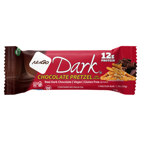 NuGo Gluten Free Vegan Dark Chocolate Pretzel w/Sea Salt 12g Protein Bar