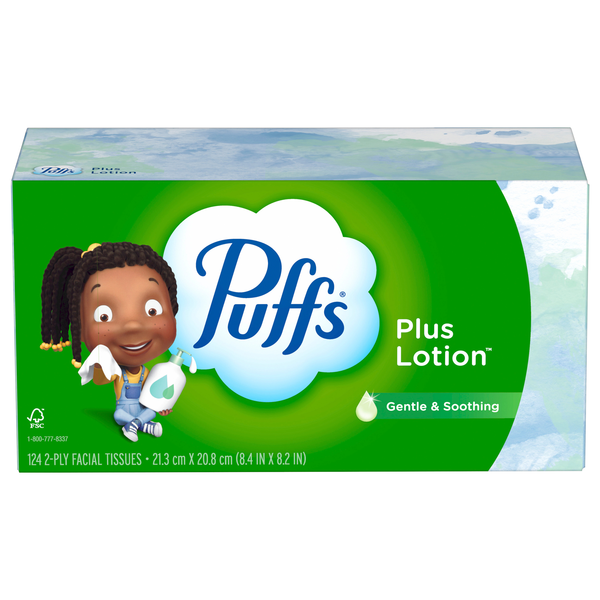 Puffs Plus Lotion 2-Ply Facial Tissue Flat Box