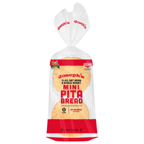 Joseph's Low Carb Flax Oat Bran & Whole Wheat Mini Pita Bread - 8 ct