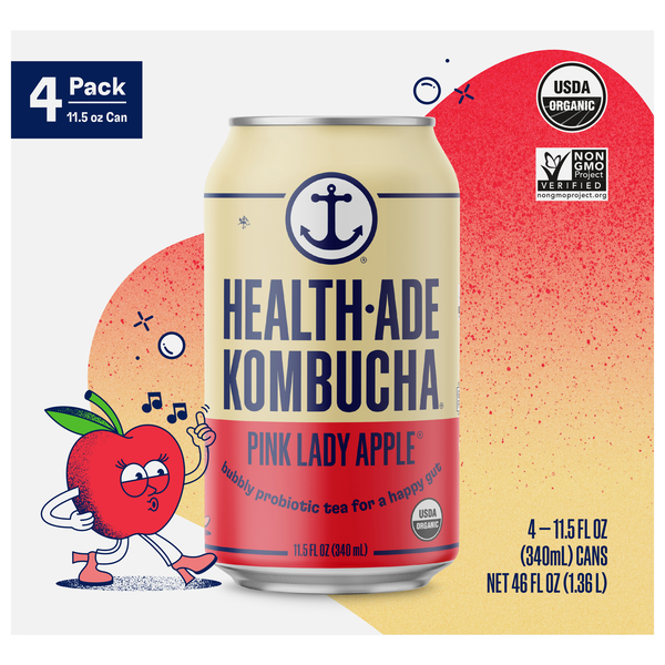 Save on HealthAde Pink Lady Apple Kombucha 4 pk Order Online