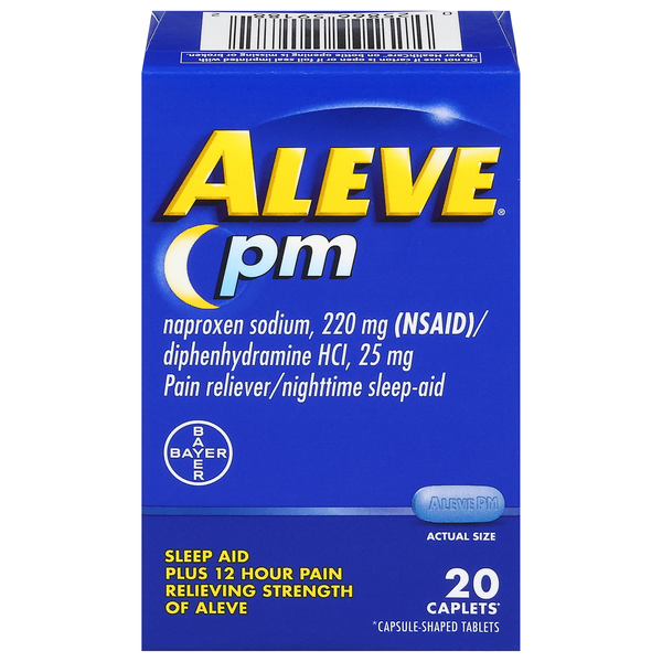Aleve PM Naproxen Sodium Pain Relief & Sleep Aid 220 mg Caplets