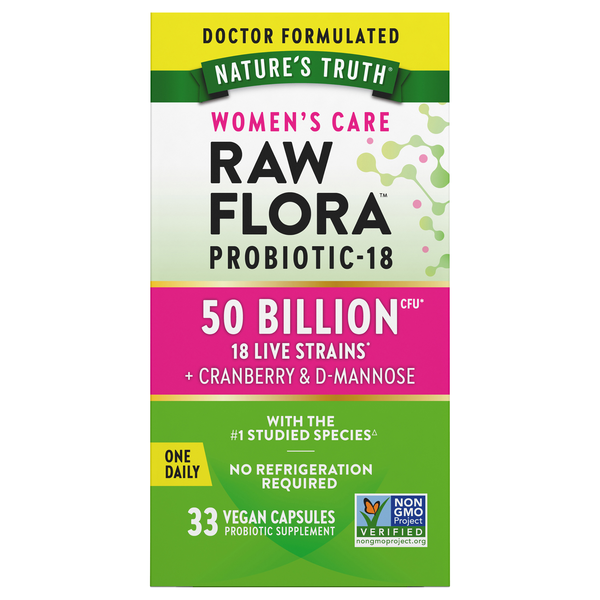 Nature's Truth Women's Care Raw Flora Probiotic-18 Vegan Capsules