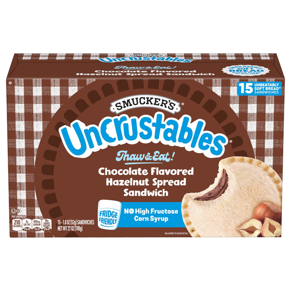 Smucker's Uncrustables Chocolate Flavored Hazelnut Spread Sandwich - 15 ct
