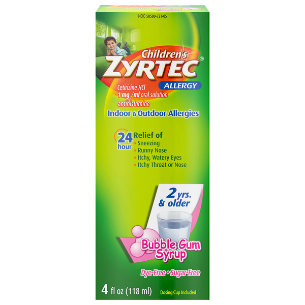 Zyrtec Children's Indoor & Outdoor Allergy Relief Bubble Gum Syrup