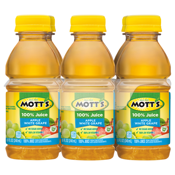 Mott's 100% Apple White Grape Juice - 6 pk
