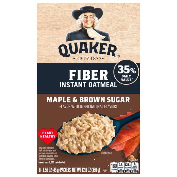 Quaker Maple & Brown Sugar High Fiber Instant Oatmeal - 8 ct