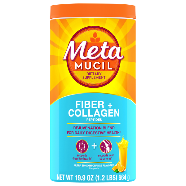 MetaMucil Orange Fiber + Collagen Dietary Supplement Powder