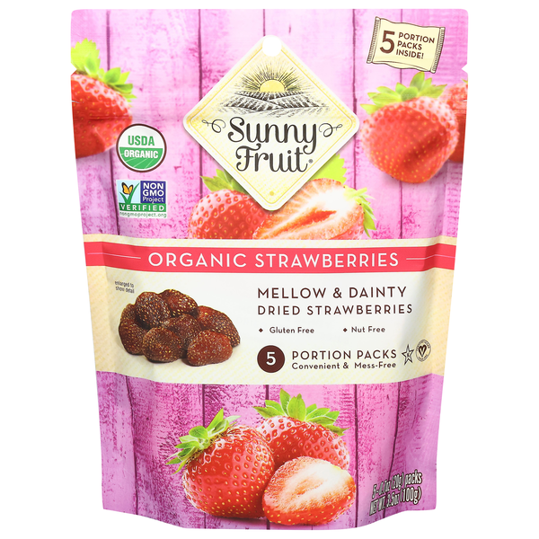 Sunny Fruit Organic Dried Fruit Strawberries - 5 ct