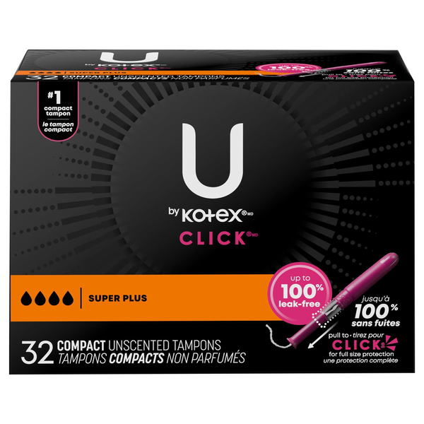 U by Kotex Click Unscented Super Plus Compact Tampons