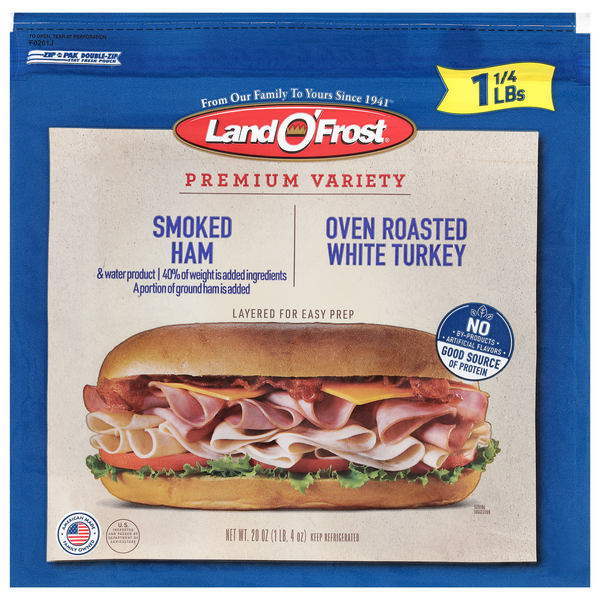 Land O'Frost Premium Variety Smoked Ham & Oven Roasted White Turkey Sliced