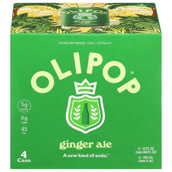 Olipop Ginger Ale Prebiotic Soda - 4 pk