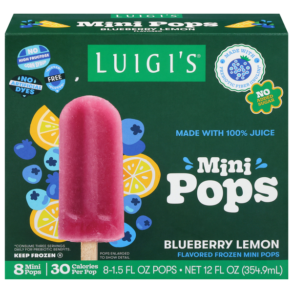 Luigi's Blueberry Lemon Mini Pops - 8 ct Frozen