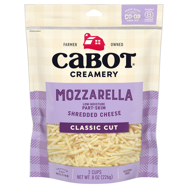 Cabot Creamery Classic Cut Shredded Part Skim Mozzarella Cheese
