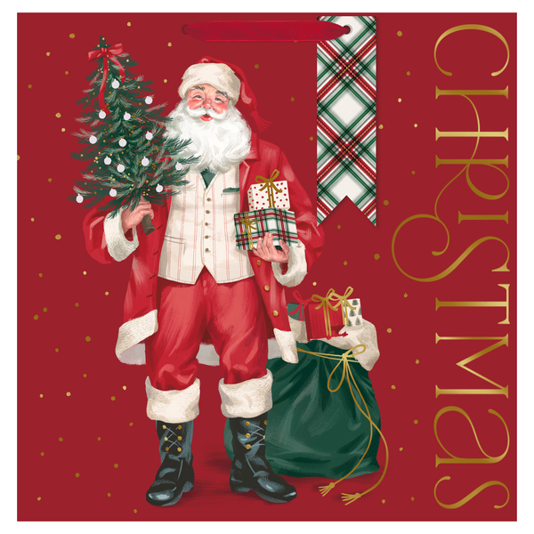 Hallmark 15 Inch Extra-Deep Christmas Gift Bag Smiling Santa
