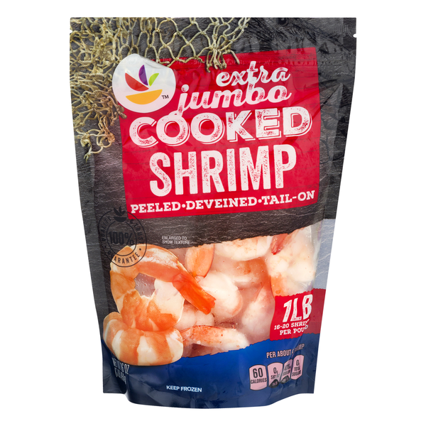 Stop & Shop Cooked Tail-On Peeled X-Jumbo Shrimp 16-20 ct per lb Frozen
