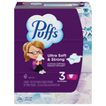 Puffs Ultra Soft 2-Ply Facial Tissue Flat Box 124 ct ea - 3 pk