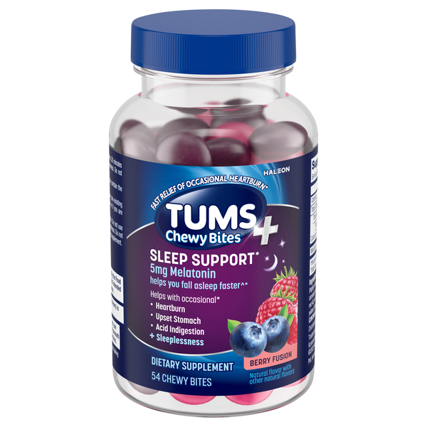 TUMS Heartburn + Sleep Support Berry Fusion 5mg Melatonin Chewable Tablets