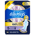Always Ultra Thin Size 5 Unscented Extra Heavy Overnight Pads with Wings