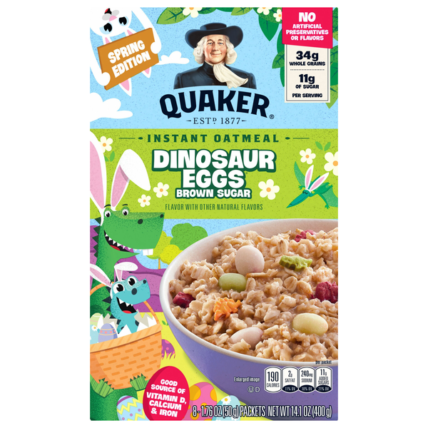 Quaker Dinosaur Eggs Brown Sugar Instant Oatmeal - 8 ct