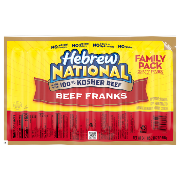 Hebrew National 100% Kosher Beef Franks Family Pack - 20 ct