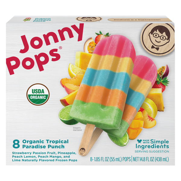 JonnyPops Organic Tropical Paradise Punch Pops - 8 ct Frozen