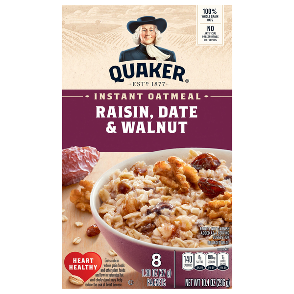 Quaker Raisin Date & Walnut Instant Oatmeal - 8 ct