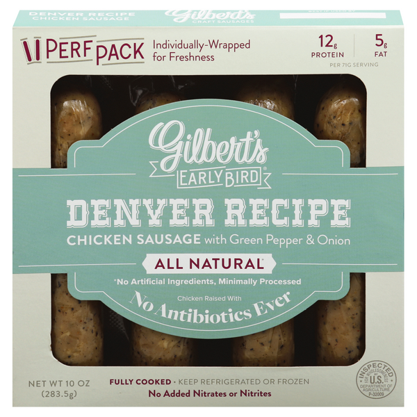 Gilbert's Natural Early Bird Denver Recipe Chicken Sausage - 4 ct