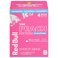 Red Bull Sugar Free White Peach Energy Drink - 4 pk