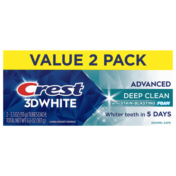 Crest 3D White Whitening Deep Clean Anticavity Toothpaste - 2 ct