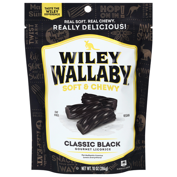 Wiley Wallaby Classic Black Soft & Chewy Gourmet Licorice Candy