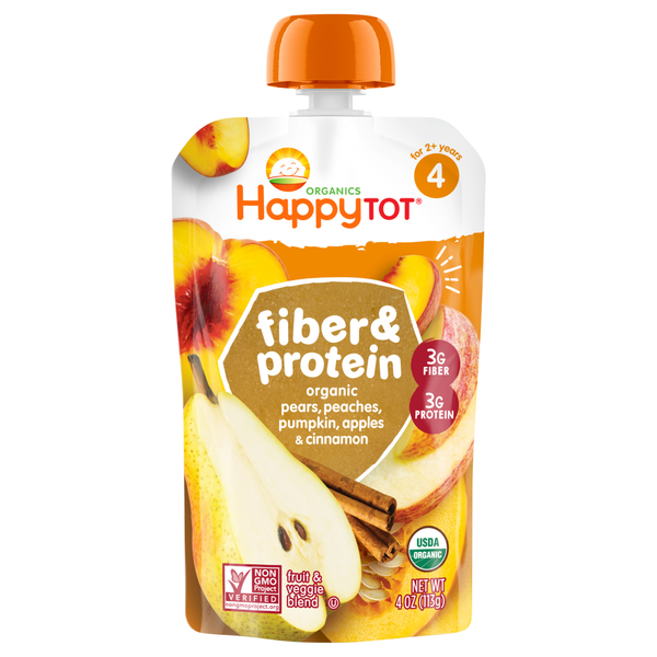 Happy Tot Organics Stage 4 Fiber & Protein Fruit & Veggie Blend Organic