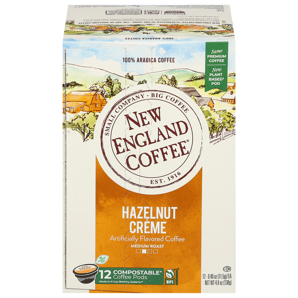 New England Coffee Hazelnut Creme Medium Roast K-Cup Coffee Pods