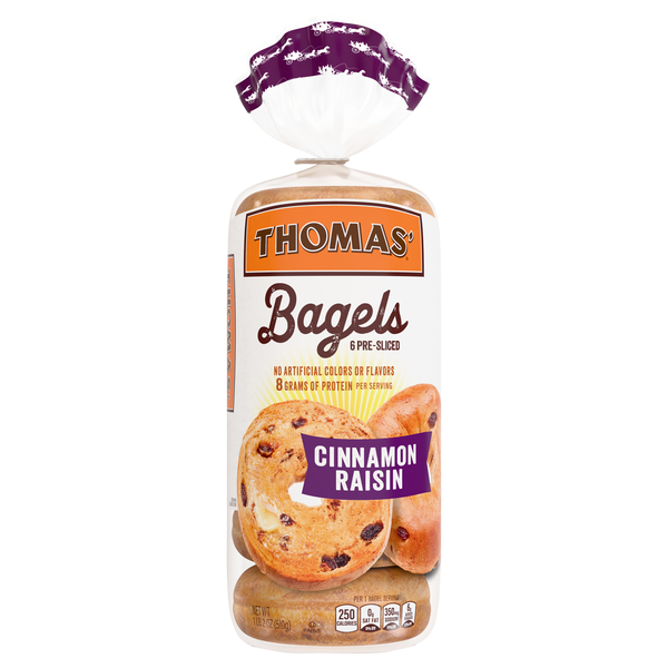 Thomas' Cinnamon Raisin Pre-Sliced Bagels - 6 ct